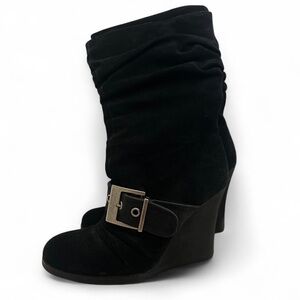 Dr. Scholls black suede wedge boots 5.5